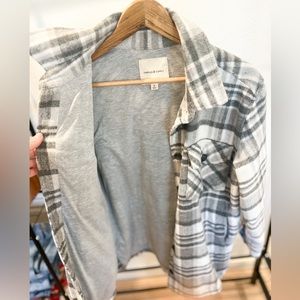 Grey plaid flannel shacket